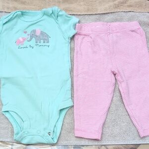 Loved By Mommy Big And Little Elephant Onesie Outfit